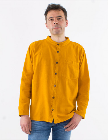 SW cotton gent plain shirt with buttons and long sleeves