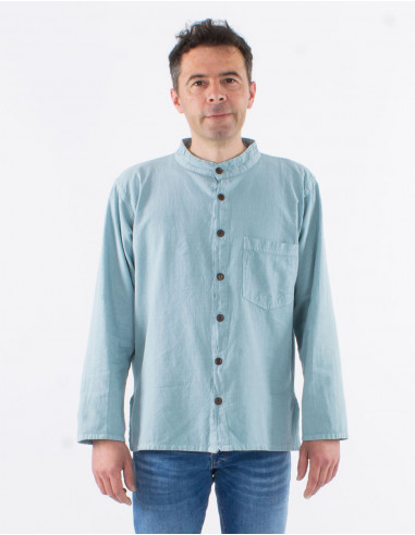 SW cotton gent plain shirt with buttons and long sleeves