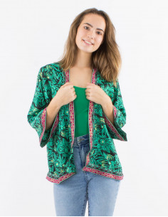 Polyester jacket blouse with long sleeves and "barka dore" print
