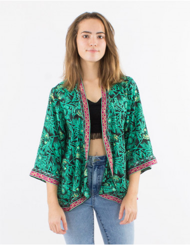 Polyester jacket blouse with long sleeves and "barka dore" print