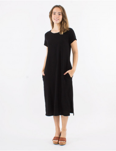 Robe longue coton sw manches courtes