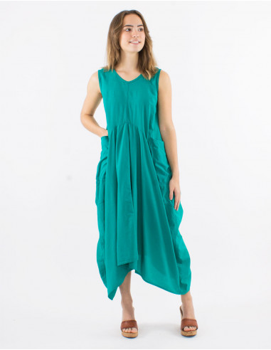 Long cotton sw sleeveless dress