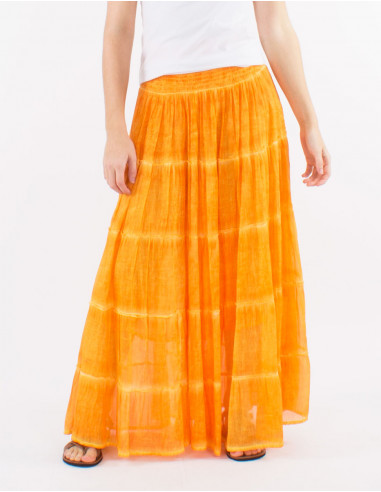 Cotton voile overdyed skirt with lining