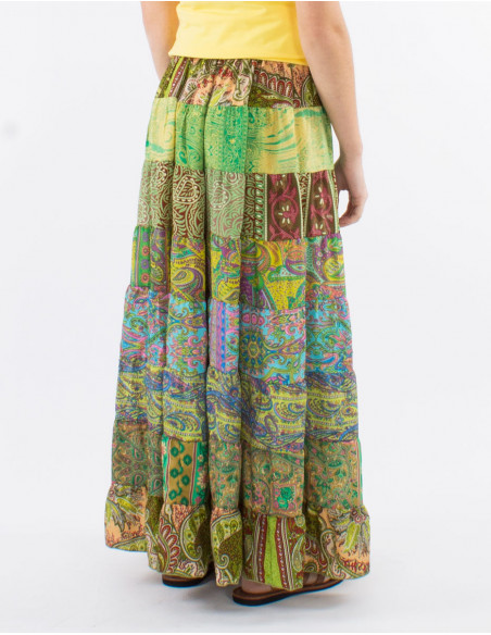 Jupe longue polyester 8 volants sari assortis