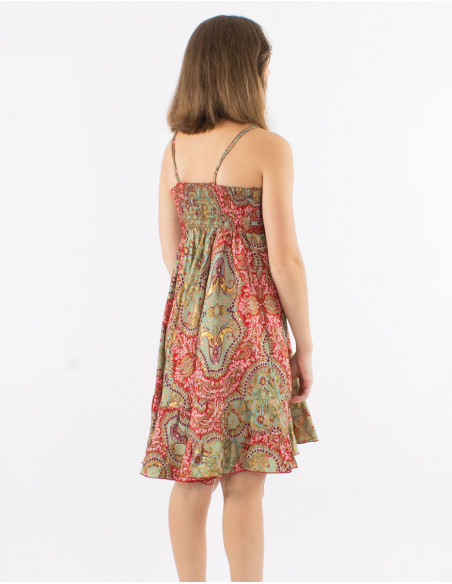 Robe courte polyester bretelles imprimé Magic doré