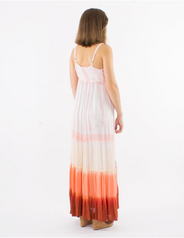 Robe longue viscose tie and dye bretelles dos élastique
