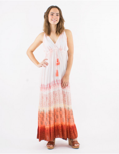 Robe longue viscose tie and dye bretelles dos élastique