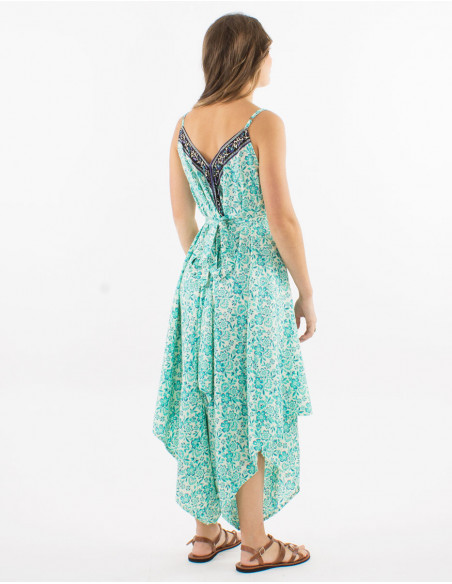 Long polyester printed "sari" combo and straps