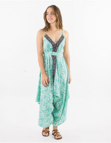 Long polyester printed "sari" combo and straps