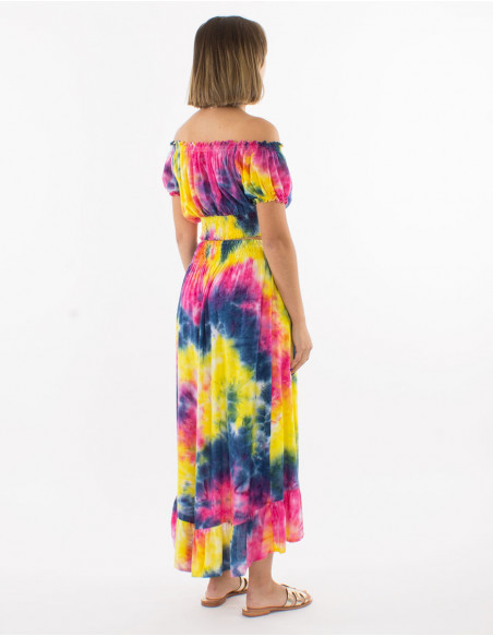 Top and long skirt viscose set opening on sides