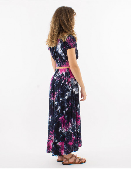 Top and long skirt viscose set opening on sides