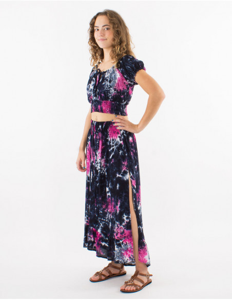 Top and long skirt viscose set opening on sides