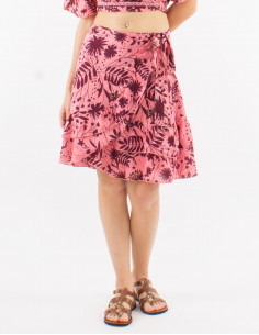 Jupe courte polyester portefeuille imprimé Aster doré 2