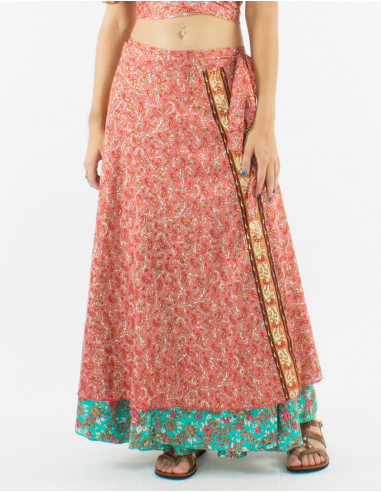 Long polyester wrap-around "sari" skirt