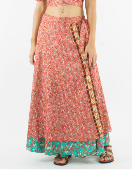 Jupe longue polyester portefeuille sari