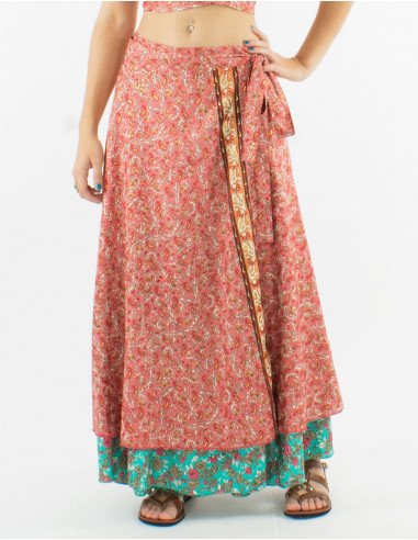 Jupe longue polyester portefeuille sari