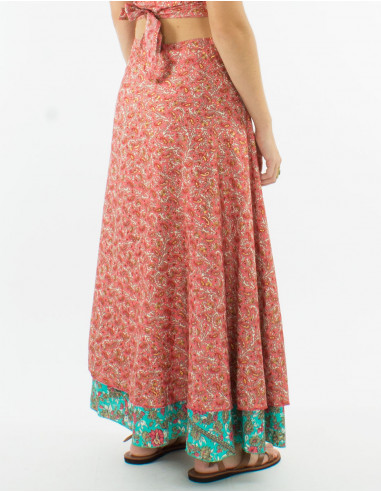 Jupe longue polyester portefeuille sari