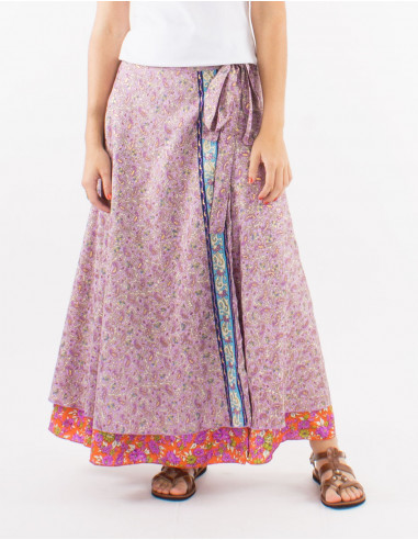 Long polyester wrap-around "sari" skirt