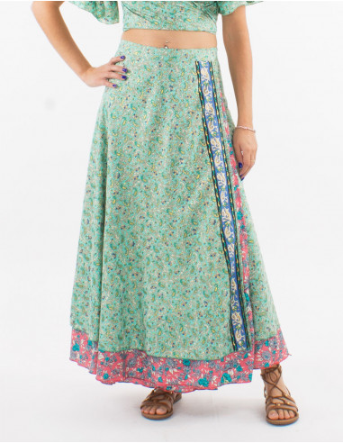 Long polyester wrap-around "sari" skirt