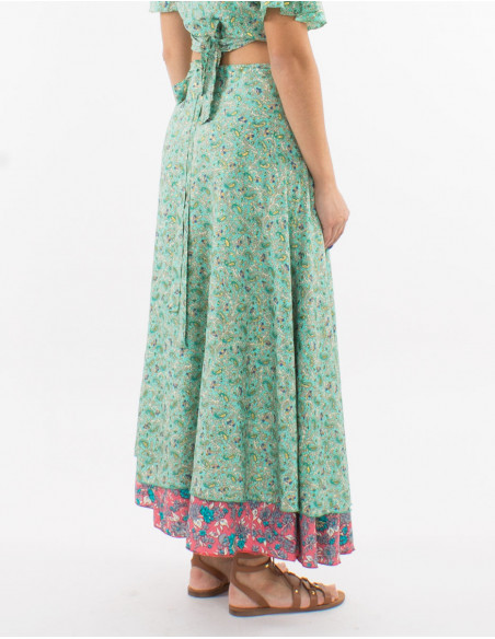 Jupe longue polyester portefeuille sari