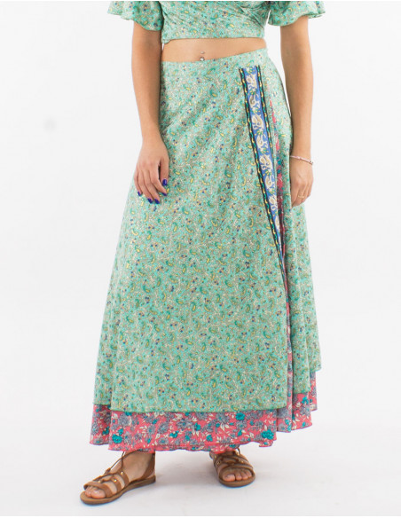 Jupe longue polyester portefeuille sari