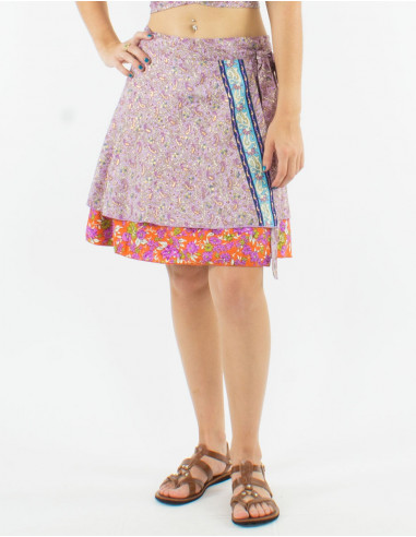 Jupe courte polyester portefeuille sari