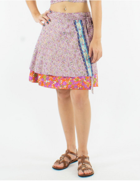 Jupe courte polyester portefeuille sari