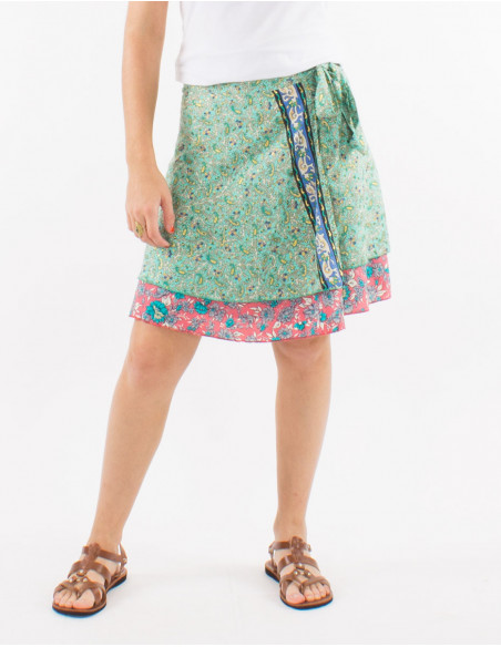 Jupe courte polyester portefeuille sari