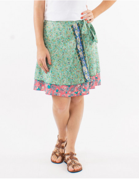 Jupe courte polyester portefeuille sari