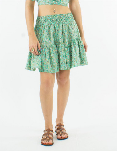 Jupe courte polyester sari imprimé