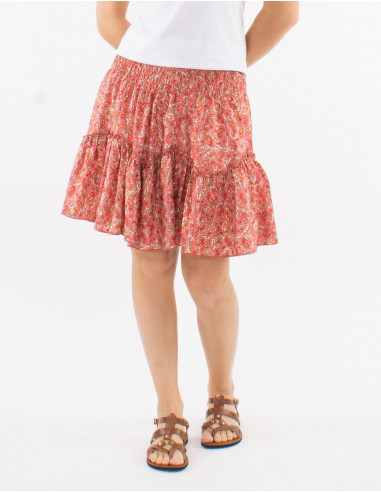 Jupe courte polyester sari imprimé