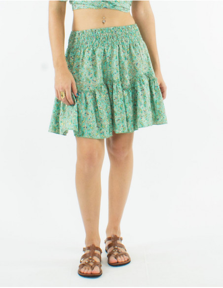 Jupe courte polyester sari imprimé