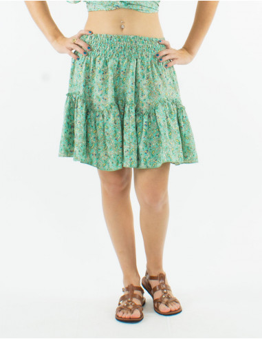 Jupe courte polyester sari imprimé