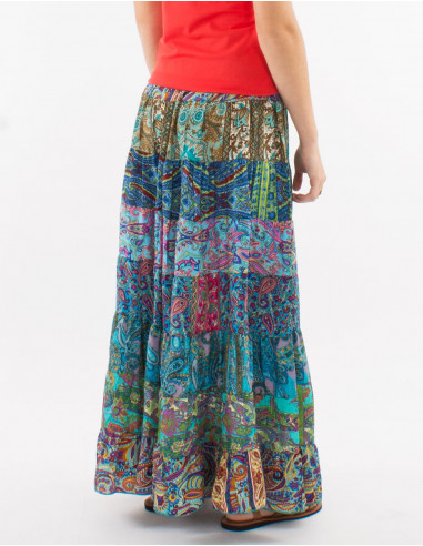 Jupe longue polyester 8 volants sari assortis
