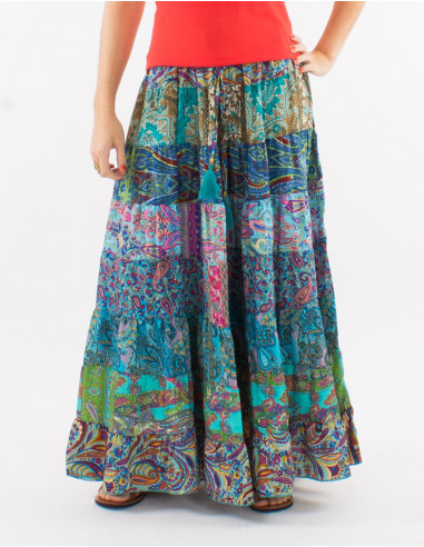 Long polyester "sari" skirt and 8 matched ruffles