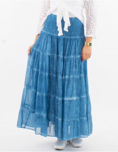 Jupe voile coton volants doublée surteint