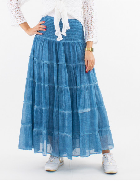 Cotton voile overdyed skirt with lining