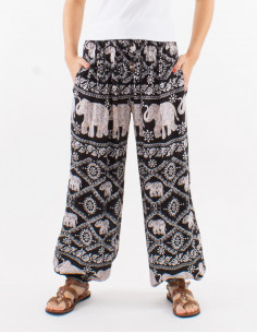 Pantalon viscose éléphant aladin bas élastique