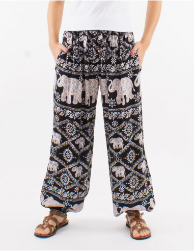 Viscose aladin elephant pants with elastic bottom