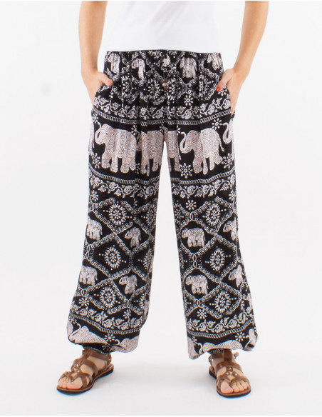 Viscose aladin elephant pants with elastic bottom