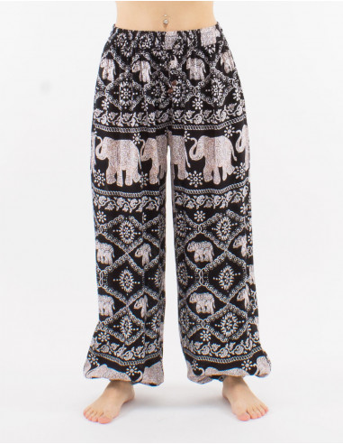 Viscose aladin elephant pants with elastic bottom