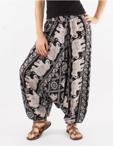 Viscose 3 in 1 elephant print harem pants