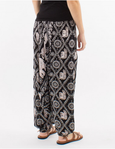 Viscose 3 in 1 elephant print harem pants