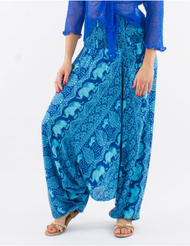 Viscose 3 in 1 elephant harem pants with "bali trunk" print