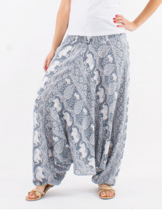 Viscose 3 in 1 elephant harem pants with "bali trunk" print 2
