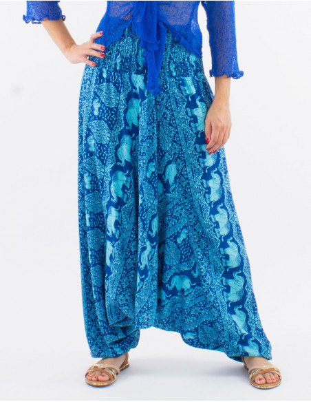 Viscose 3 in 1 elephant harem pants with "bali trunk" print