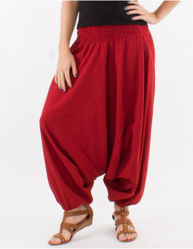 Cotton thin and plain harem pants with pockets