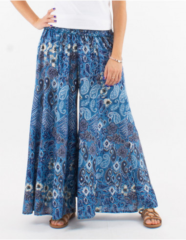 Large polyester pants and "boheme argente" print