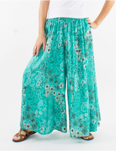 Large polyester pants and "boheme argente" print