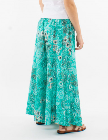 Large polyester pants and "boheme argente" print